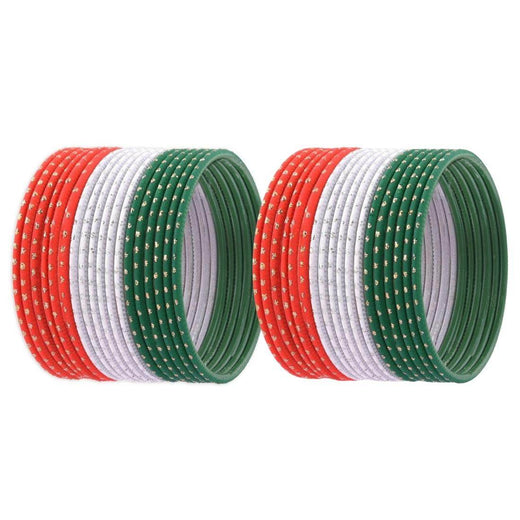 T4 Jewels Dotted Tricolor Bangle Set & Earrings Combo