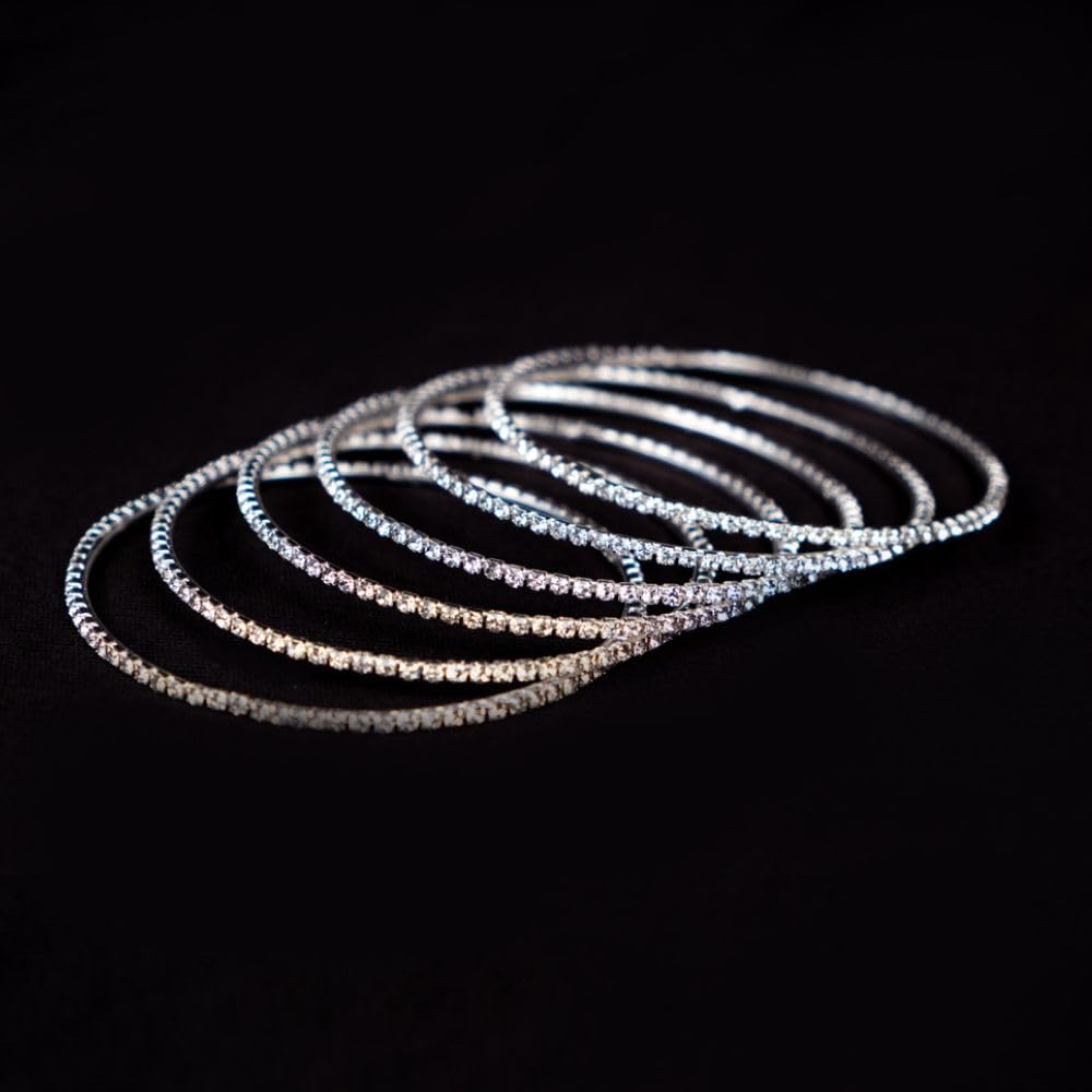 DigiRake Stone Bangles Set For Women - Metal Bracelets Set, Fancy Girls Bangle, Bangle Set of 12 T4 Jewels