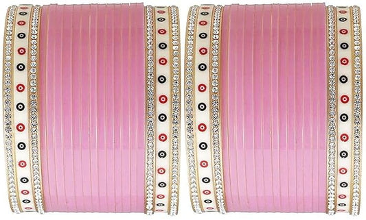 T4 Jewels  Light Pink Punjabi Collection Lite Bridal Chuda Normal Use Fabulous Design Build Quality Beautifully Made Chura Bangle Set for Girls