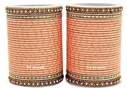T4 Jewels Traditional Metal Bangle Set For Women And Girls - (Set Of 2) - LSET Peach All Bangle Sets T4 Jewels