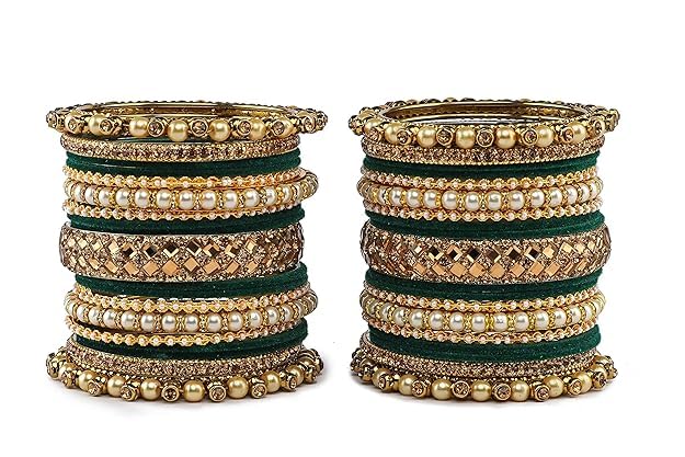 T4 Jewels Metal With Zircon Gemstones Attractive Glossy Finish Gold Plated Fashion Jewellery Metal Bangle Set For Women & Girls T4 Jewels