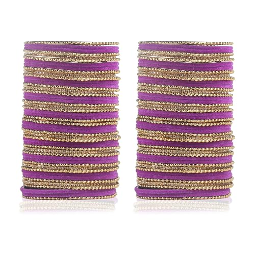 T4 Jewels Beautiful & Elegant Beads Studded Colourful Metal Bangles Set Fashion Jewellery - 110NO.