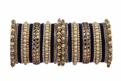T4 Jewels Metal With Zircon Gemstones Attractive Glossy Finish Gold Plated Fashion Jewellery Metal Bangle Set For Women & Girls Black T4 Jewels