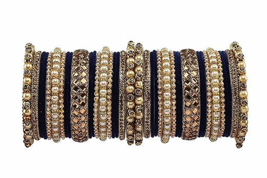 T4 Jewels Metal With Zircon Gemstones Attractive Glossy Finish Gold Plated Fashion Jewellery Metal Bangle Set For Women & Girls