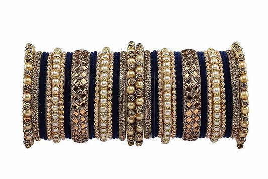 T4 Jewels Metal With Zircon Gemstones Attractive Glossy Finish Gold Plated Fashion Jewellery Metal Bangle Set For Women & Girls Black T4 Jewels