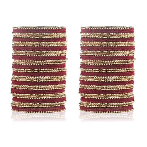 T4 Jewels Beautiful & Elegant Beads Studded Colourful Metal Bangles Set Fashion Jewellery - 110NO.