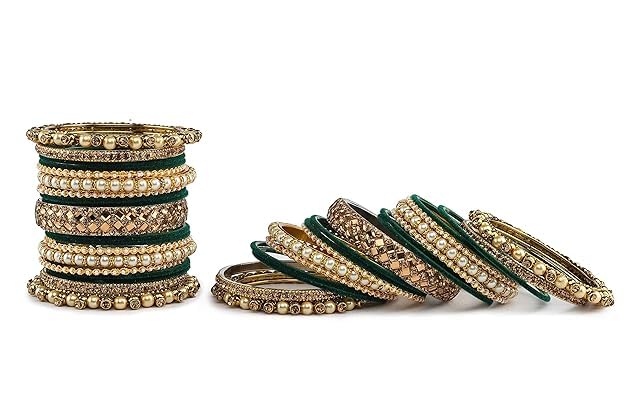 T4 Jewels Metal With Zircon Gemstones Attractive Glossy Finish Gold Plated Fashion Jewellery Metal Bangle Set For Women & Girls T4 Jewels