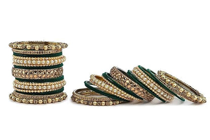 T4 Jewels Metal With Zircon Gemstones Attractive Glossy Finish Gold Plated Fashion Jewellery Metal Bangle Set For Women & Girls T4 Jewels