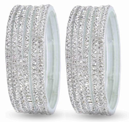 T4 Jewels Stylish Glass Diamond Bangles Set For Women & Girls | White Stone Bangles | Bangles For Women Glass | Bangles For Wedding, Party, Function, Daily use | Kanch ki Chudiyan- Set of 12