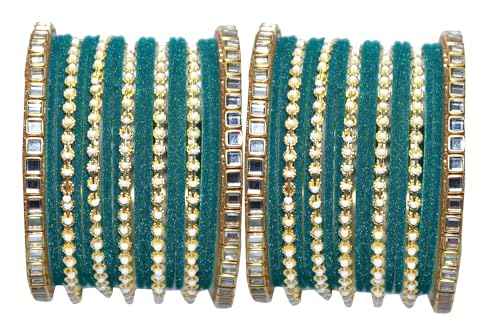 T4 Jewels 18k Gold Plated Zircon Stones Studded Metal Velvet Latest Fashion Jewellery Bangles Set For Women & Girls - 94NO Radium T4 Jewels