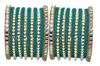 T4 Jewels 18k Gold Plated Zircon Stones Studded Metal Velvet Latest Fashion Jewellery Bangles Set For Women & Girls - 94NO Radium T4 Jewels