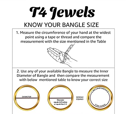 T4 Jewels Multicolours Metal Fashion Jewellery Bangles Set Gold Plated Kundan Studded Bangles For Women & Girls T4 Jewels