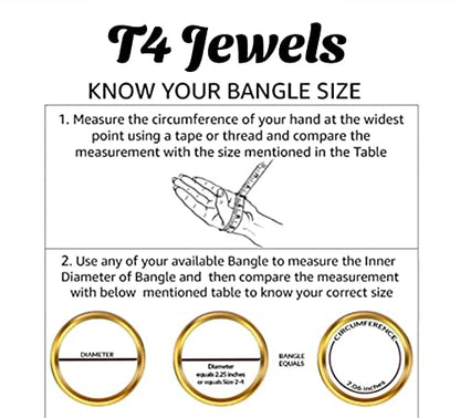 T4 Jewels Golden Kundan GemStones & Beads Studded Metal Bangles Set Fashion Jewellery For Women & Girls T4 Jewels