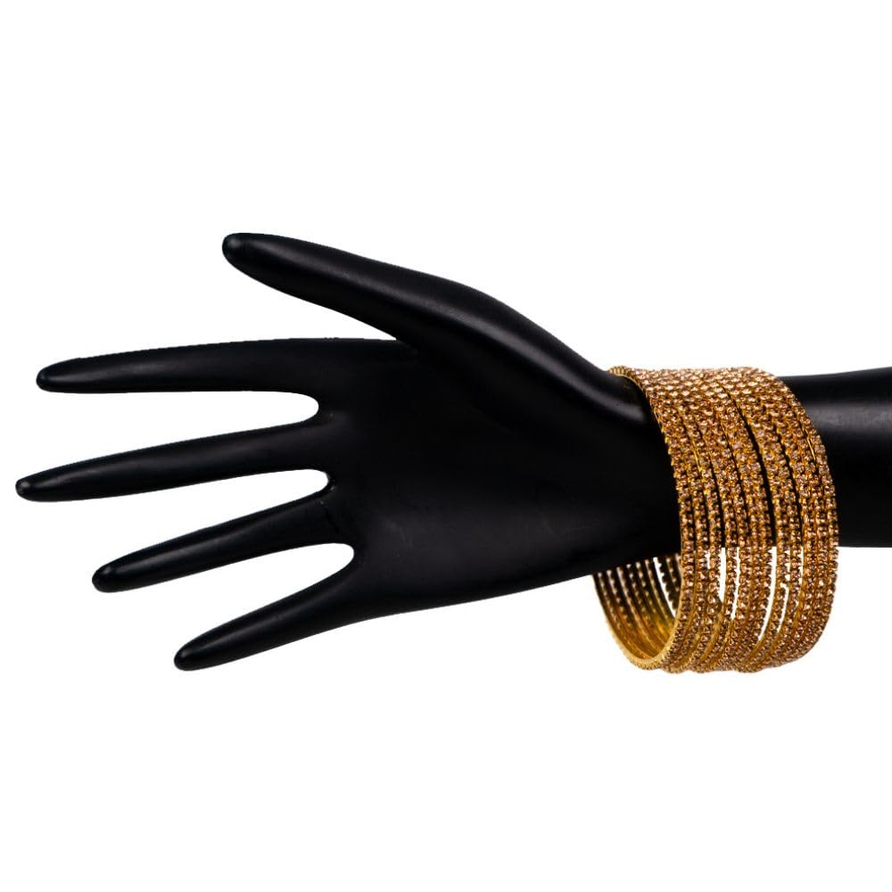 DigiRake Stone Bangles Set For Women - Metal Bracelets Set, Fancy Girls Bangle, Bangle Set of 12 T4 Jewels