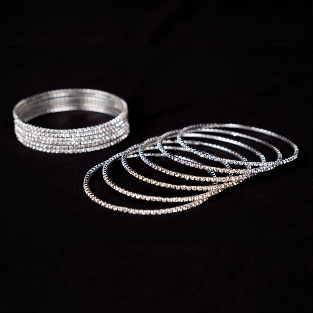 DigiRake Stone Bangles Set For Women - Metal Bracelets Set, Fancy Girls Bangle, Bangle Set of 12 T4 Jewels