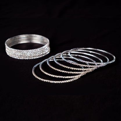 DigiRake Stone Bangles Set For Women - Metal Bracelets Set, Fancy Girls Bangle, Bangle Set of 12 T4 Jewels