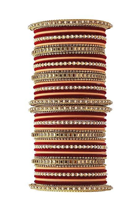 T4 Jewels Multicolours Metal Fashion Jewellery Bangles Set Gold Plated Kundan Studded Bangles For Women & Girls T4 Jewels
