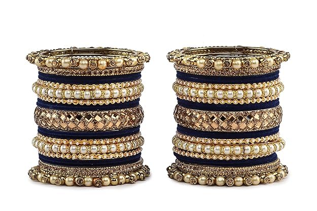 T4 Jewels Metal With Zircon Gemstones Attractive Glossy Finish Gold Plated Fashion Jewellery Metal Bangle Set For Women & Girls T4 Jewels