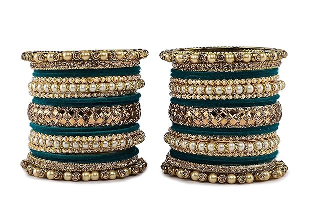 T4 Jewels Metal With Zircon Gemstones Attractive Glossy Finish Gold Plated Fashion Jewellery Metal Bangle Set For Women & Girls T4 Jewels