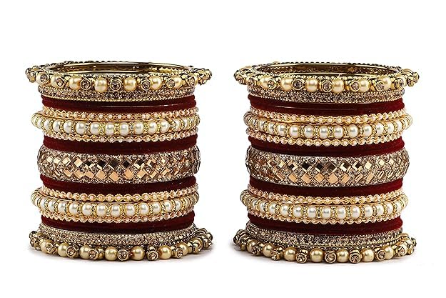 T4 Jewels Metal With Zircon Gemstones Attractive Glossy Finish Gold Plated Fashion Jewellery Metal Bangle Set For Women & Girls T4 Jewels