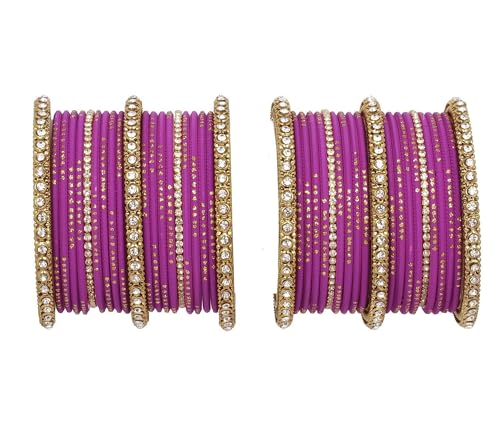 T4 Jewels 18k Gold Plated Zircon Stones Studded Designer Fashion Jewellery Metal Bangles Set - 99NO