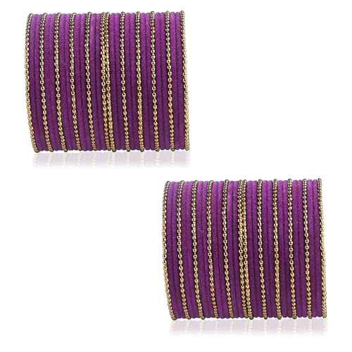 T4 Jewels Beautiful & Elegant Beads Studded Colourful Metal Bangles Set Fashion Jewellery - 110NO.