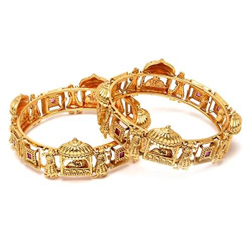 T4 Jewels Gold Plated Set of 2 Dulhan Doli Design Bangles for Women