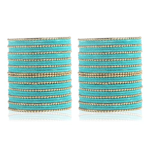 T4 Jewels Beautiful & Elegant Beads Studded Colourful Metal Bangles Set Fashion Jewellery - 110NO.