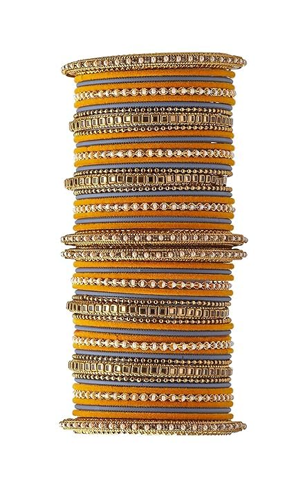 T4 Jewels Multicolours Metal Fashion Jewellery Bangles Set Gold Plated Kundan Studded Bangles For Women & Girls T4 Jewels