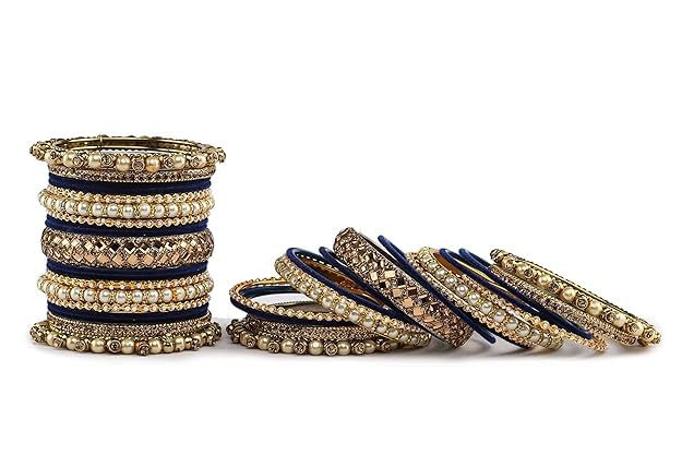 T4 Jewels Metal With Zircon Gemstones Attractive Glossy Finish Gold Plated Fashion Jewellery Metal Bangle Set For Women & Girls T4 Jewels