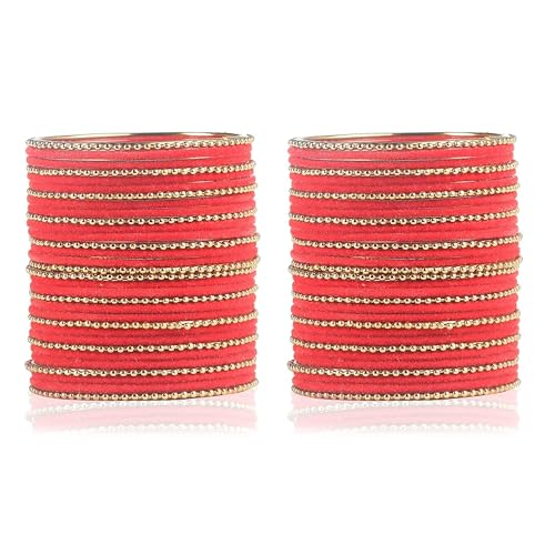 T4 Jewels Beautiful & Elegant Beads Studded Colourful Metal Bangles Set Fashion Jewellery - 110NO.