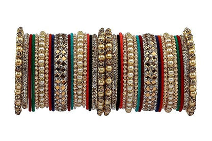 T4 Jewels Metal With Zircon Gemstones Attractive Glossy Finish Gold Plated Fashion Jewellery Metal Bangle Set For Women & Girls Multi-Colour T4 Jewels