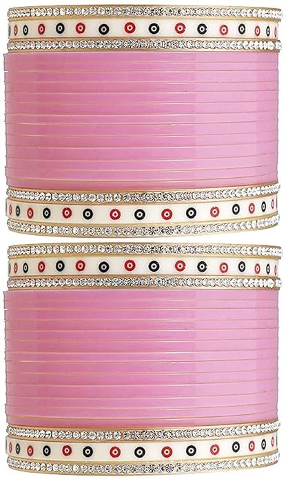 T4 Jewels  Light Pink Punjabi Collection Lite Bridal Chuda Normal Use Fabulous Design Build Quality Beautifully Made Chura Bangle Set for Girls