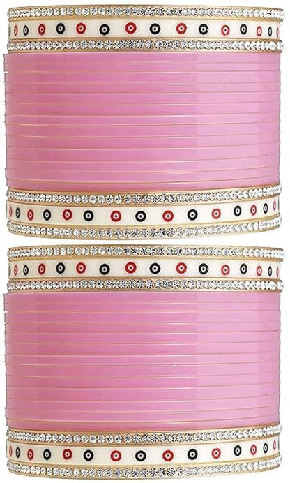 T4 Jewels  Light Pink Punjabi Collection Lite Bridal Chuda Normal Use Fabulous Design Build Quality Beautifully Made Chura Bangle Set for Girls