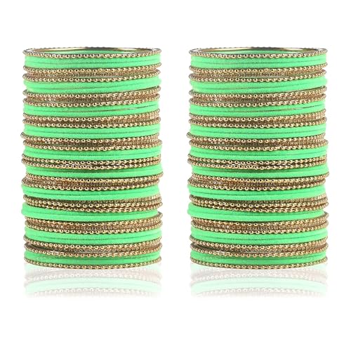 T4 Jewels Beautiful & Elegant Beads Studded Colourful Metal Bangles Set Fashion Jewellery - 110NO.