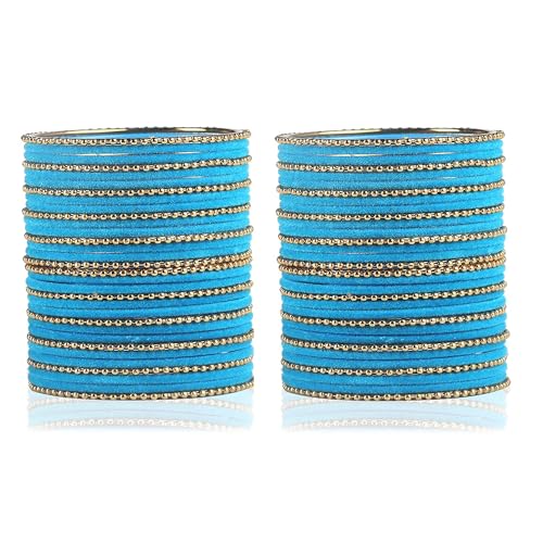 T4 Jewels Beautiful & Elegant Beads Studded Colourful Metal Bangles Set Fashion Jewellery - 110NO.