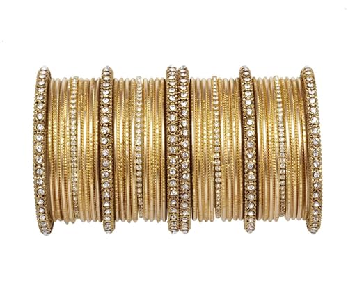 T4 Jewels 18k Gold Plated Zircon Stones Studded Designer Fashion Jewellery Metal Bangles Set - 99NO