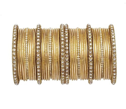 T4 Jewels 18k Gold Plated Zircon Stones Studded Designer Fashion Jewellery Metal Bangles Set - 99NO