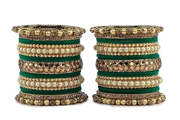 T4 Jewels Metal With Zircon Gemstones Attractive Glossy Finish Gold Plated Fashion Jewellery Metal Bangle Set For Women & Girls T4 Jewels