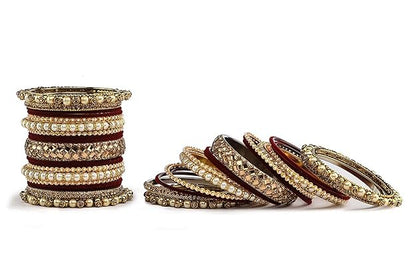 T4 Jewels Metal With Zircon Gemstones Attractive Glossy Finish Gold Plated Fashion Jewellery Metal Bangle Set For Women & Girls T4 Jewels