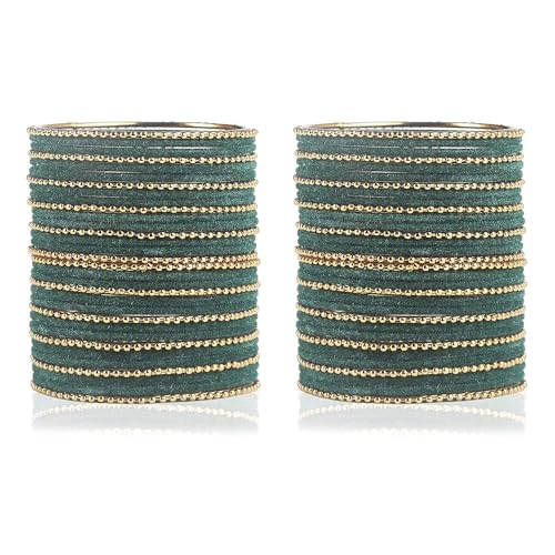 T4 Jewels Beautiful & Elegant Beads Studded Colourful Metal Bangles Set Fashion Jewellery - 110NO.