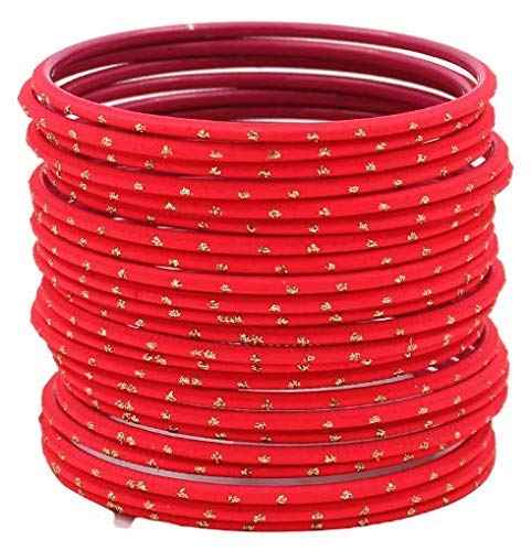 T4 Jewels Plane Matte Dotted Design Metal Bangles Set - (Set Of 24) Gajri T4 Jewels
