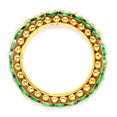 T4 Jewels Gold Plated Set of 2 Green Meena Bangles for Women T4 Jewels