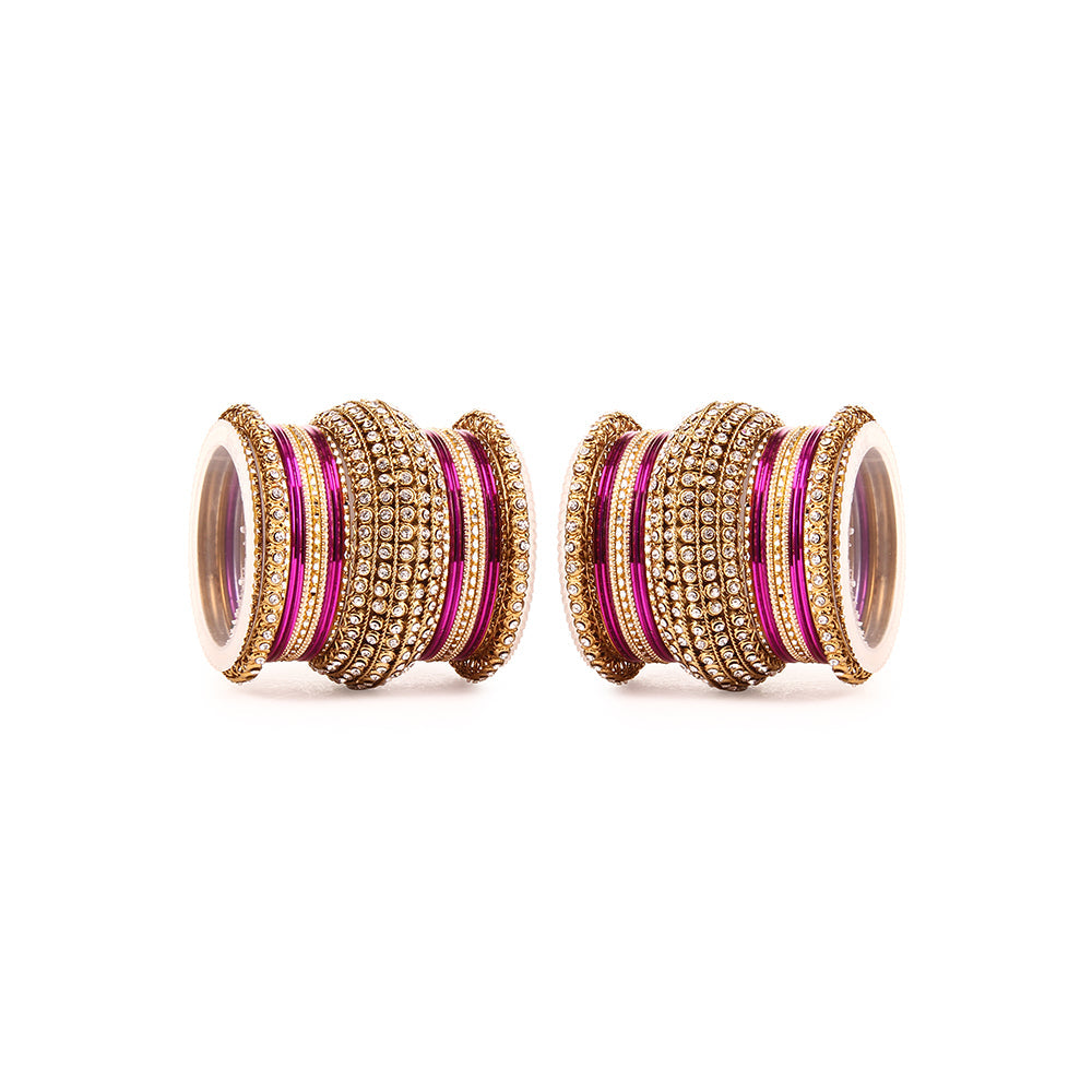 Set of 2 Colored Chakri Shining Bangle Set