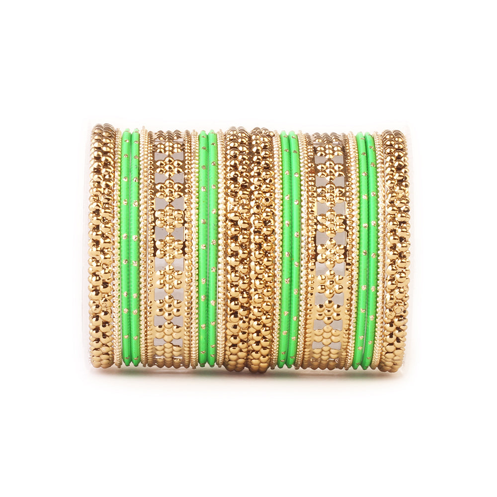 Colored Daily Wear Bangle Set With Flower Jaali Work