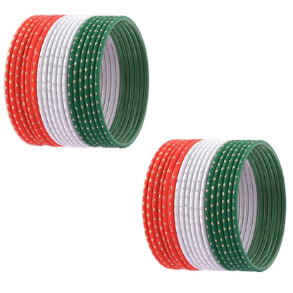 T4 Jewels Dotted Tricolor Bangle Set & Earrings Combo