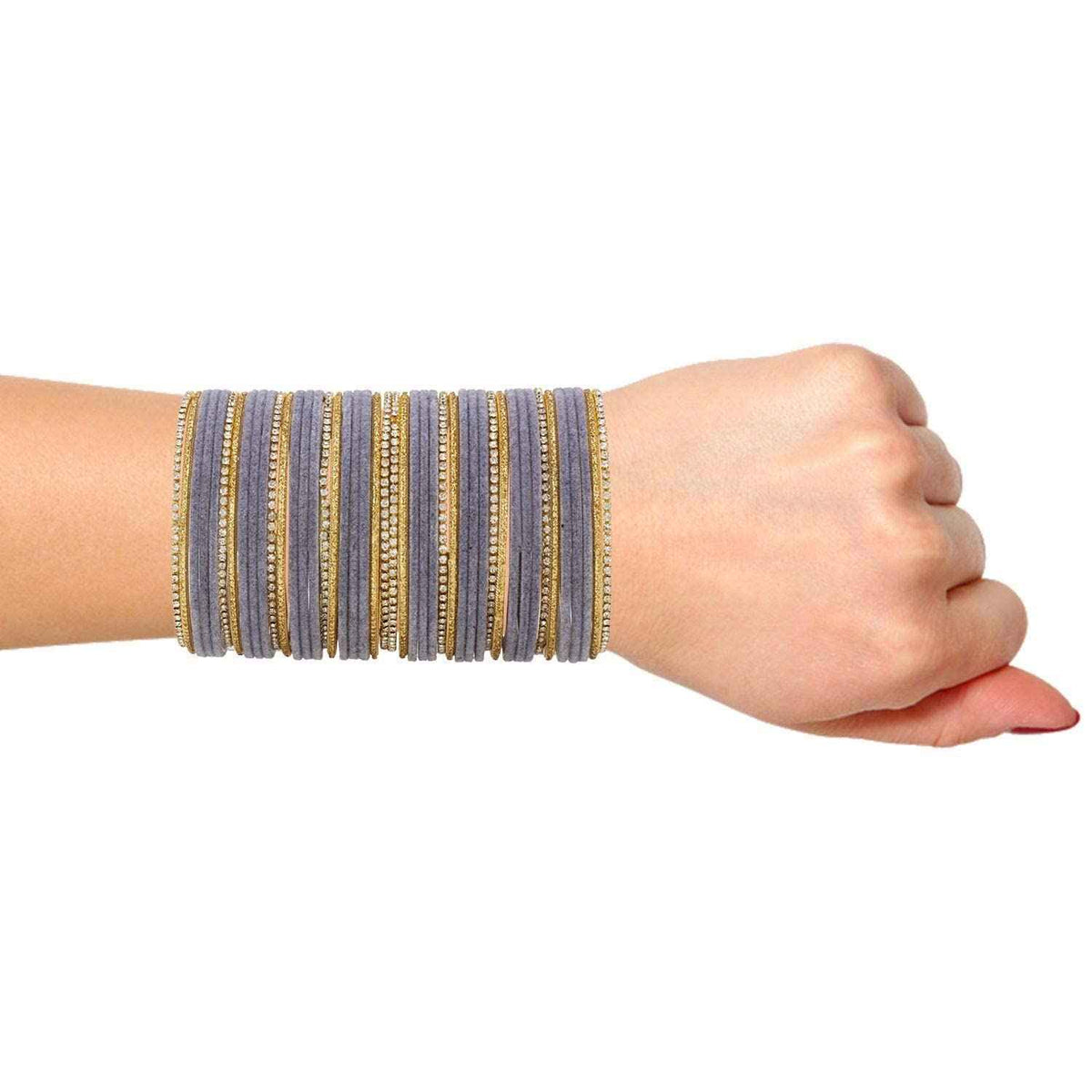 T4 Jewels 18k Silver Stones & Gemstones Plated Beautiful Metal Bangles Set For Women & Girls - 67NO T4 Jewels