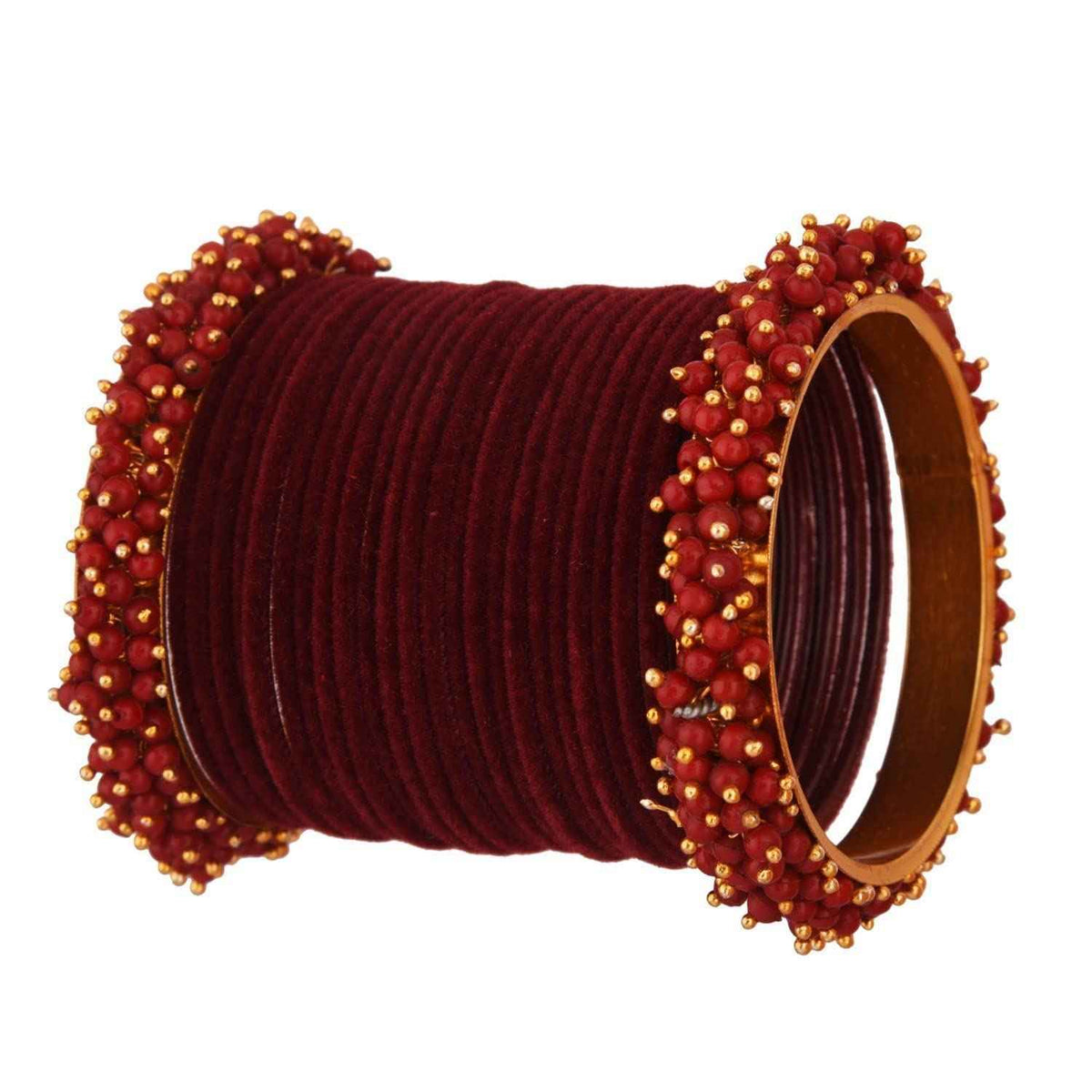 T4 Jewels Glossy Finished Fashion Jewellery Latest Collection Pearl & Velvet Metal Bangles Set For Girls & Women (Set Of 26) T4 Jewels