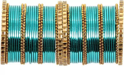 T4 Jewels Glossy Finished Gold Kundan Studded Fashion Jwellery Metal Bangles Set For Women & Girls Radium T4 Jewels