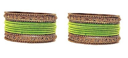 T4 Jewels Gold Plated & Stone Studded Velvet Metal Bangle Set (Wedding Chuda/Diwali Special) For Girls & Women - (Pack Of 24 Bangles) T4 Jewels